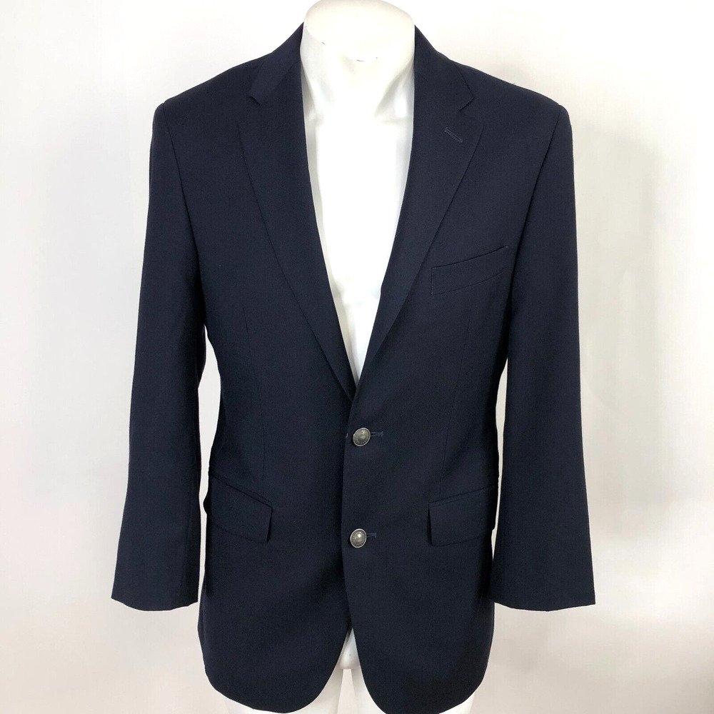 Jos. A Bank Utility Blazer 37 R Navy 100% Wool Button Blazer Sport Coat Jacket